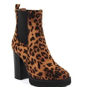 Seven7 Munich leopard print platform boots chunky heel